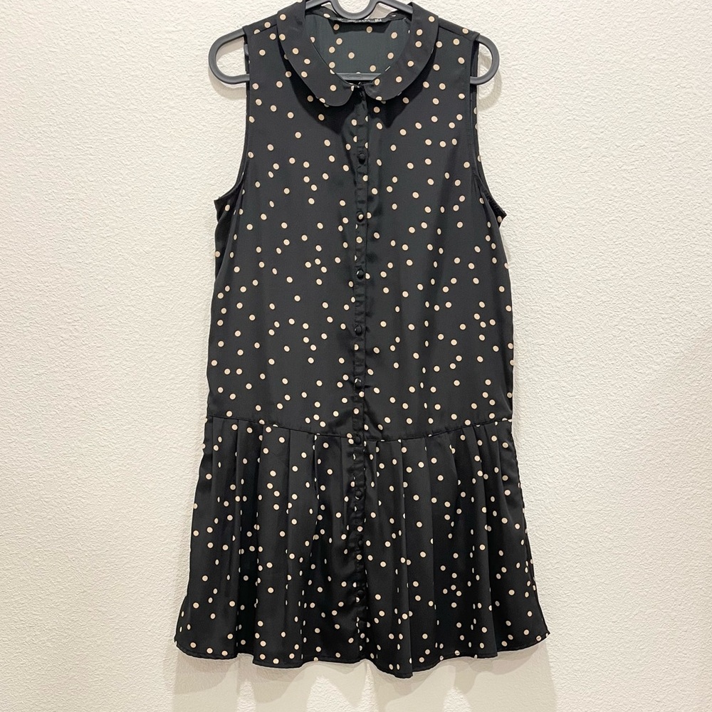 Pre-loved! ZARA Black and Brown Polka Dot Sleeveless Dress!